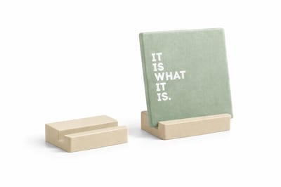 Beige Kunststof Tegelhouder met Houtvulling – Decoratieve Display Standaard voor Tegeltjes