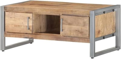 Industriële salontafel - Houten bijzettafel - Woonkamer opbergen - Handgemaakt mangohout - 95 x 50 x 40 cm - Origineel hout