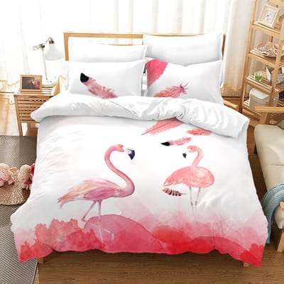 Roze Flamingo Beddengoed Collectie Enkel Twin Volledig Queen King Maat Flamingo Bed Collectie Volwassen Kinder Slaapkamer Dekbedovertrek Collecties 3D Anime 013 AU Single(140x210cm)