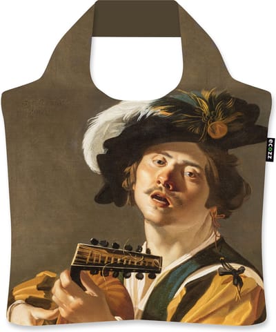 Ecozz - Dirck van Baburen - De Luitspeler - The Lute Player - 100% gerecycled (rPet) – Öko-Tex - Voorzien van rits - Afsluitbaar - Opvouwbare boodschappentas - Waterresistant – Shopper - Ecovriendelijk - Duurzaam - Ecoshopper