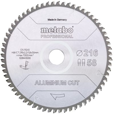 Metabo ALUMINIUM CUT PROFESSIONAL 628448000 Cirkelzaagblad 305 x 30 x 2.2 mm Aantal tanden: 84 1 stuk(s)