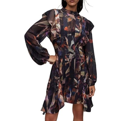AllSaints Fleur Ls Tippi Dress Rust Brown Size: 34 | Mini Dresses Outlet | Dames | Bruin