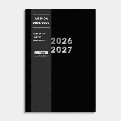 Hobbit - Schoolagenda 2026-2027 - A5 (14 x 20,5 cm) - 1 week op 2 pagina's - Harde Kaft - Zwart