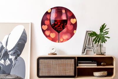WallCircle - Wandcirkel - Muurcirkel - Rood - Wijn - Hartjes - Aluminium - Dibond - 60x60 cm - Binnen en Buiten
