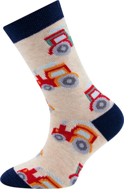 Ewers Kindersokken Jongens - Tractors/Trekkers - Beige & Rood & Oranje & Donkerblauw-18/19