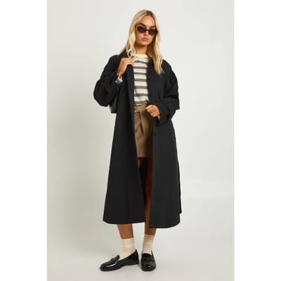 boohoo Dames Belted Trench Coat | Zwart | Maat: 38