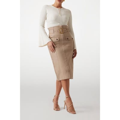 GUESS Marciano By  Cindy Midi Skirt Natural Almond Size: 36 | Midi Skirts Outlet | Dames | Beige