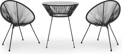 Balkonset 2 personen - Tuinset - Bistroset - Zwart - 3 delig - Tuintafel en 2 stoelen - 2 personen - Gecoat staal - Onderhoudsvrij staal