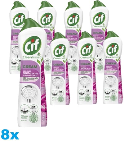 Cif Cream Pink Reinigingscrème – Voordeelverpakking – 8 x 500ml