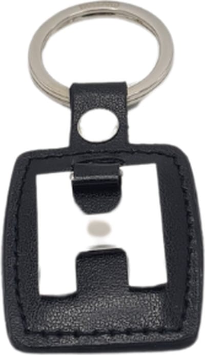 Sleutelhanger - Zilver/Zwart - Letter H - Kunstleer - Metaal