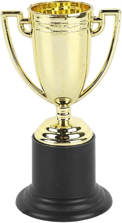 Mini trofee bekers - Gouden prijzen - Feestelijke erkenning - Duurzaam kunststof - 12 stuks - Goud