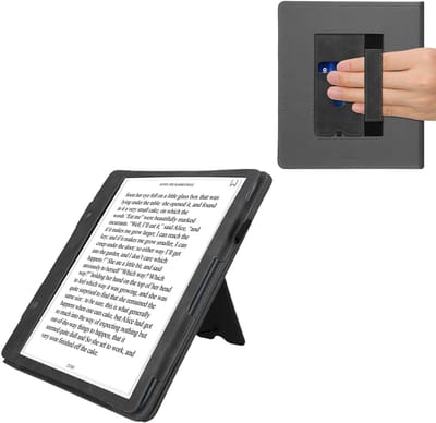 kwmobile e-reader hoesje geschikt voor Amazon Kindle Scribe (2022/2024) hoes - E reader flip case van kunstleer - Ereader cover met stand - In donkergrijs