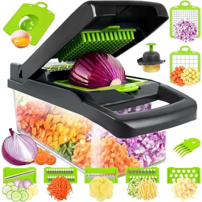 ApexArte® Groentesnijder - Mandoline Cutter - Hakmolen - Uiensnijder - Zwart