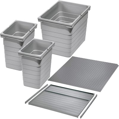 Ninka afvalscheidingssysteem eins2vier KB 450 mm, zijdikte 16 mm hoogte 310 mm 2x 8L, 1x 17L, 1x 45 mm bodemplaat, 1x 45 mm