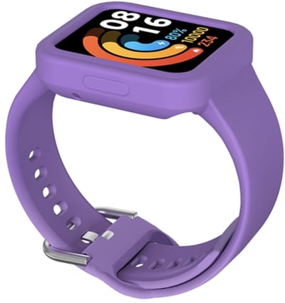 By Qubix - Siliconen band met case - Paars - Geschikt voor Xiaomi Redmi Watch 2 (Lite)