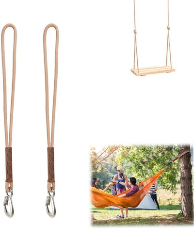 2 stuks - Hangmat Ophangset - Schommelbevestiging Boom - Hangmat banden Met karabijnhaken - Verstelbaar - 60cm Sterke Ophangtouwen - Voor Schommel & Hangstoel