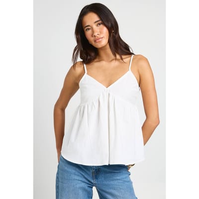 boohoo Dames Linnen Look Cami Top | Ecru | Maat: 40
