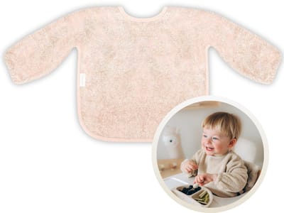 Funnies Slab met Mouwen Blush - Zachte Slab voor Baby’s - 100% Katoenen Badstof - Makkelijk Wasbaar in de Wasmachine - Slabbetjes, Kwijlslab, Schort, Kliederschort, Eet- en Speelslab - Ideaal voor Eten, Knutselen en Spelen