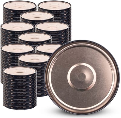 KADAX schroefdeksel fi66 mm, deksel, vervangingsdeksel set van metaal, inmaakdeksel 100 stuk (zwart-gouden Orbit)