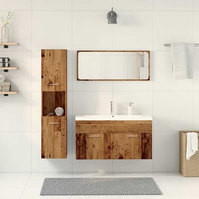 vidaXL - 5-delige - Badkamermeubelset - bewerkt - hout - oud - houtkleurig