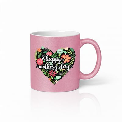 Happy Mother's Day Hart Bloemen Keramische Mok Roze - Kleurrijk Moederdag Cadeautje