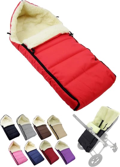 Warme Lamswol Voetenzak voor Kinderwagen en Buggy - Universeel & Wasbaar