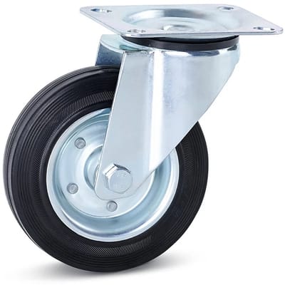 Reukloos rubber zwenkwiel met topplaat - 160mm - 200kg