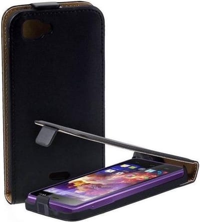 Lelycase Zwart Wiko Highway Signs Eco Leather Flip case hoesje