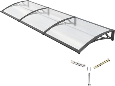 Luifel voor deur - Raam-overkapping Voordak - Buitenruimte beschermen - UV- en waterdicht - 80x300 cm - Zwart/Transparant