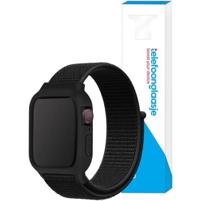 Apple Watch Bandje met Hoesje - 38mm - Zwart
