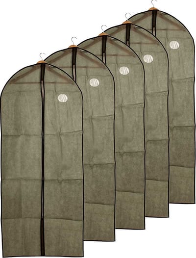 Kipit Kledinghoes - 5x - met kijkvenster - grijs - 60 x 137 cm - kledingzak - voor jurk of pak