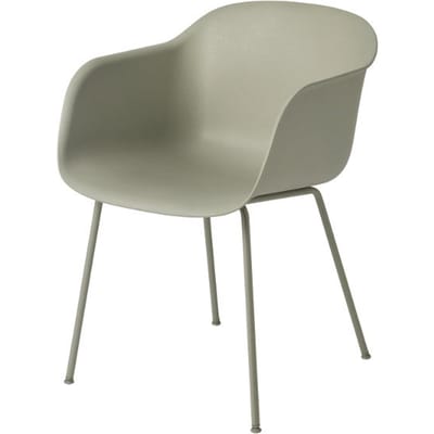 Muuto - Fiber Armleunstoel - Buisonderstel - moddergroen - Frame moddergroen
