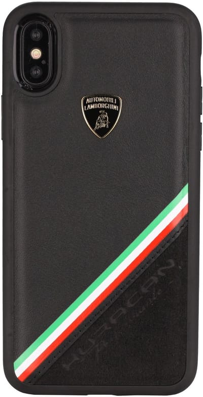 Zwart hoesje van Lamborghini - Backcover - Alcantara - iPhone Xs Max - Genuine Leather - Echt leer