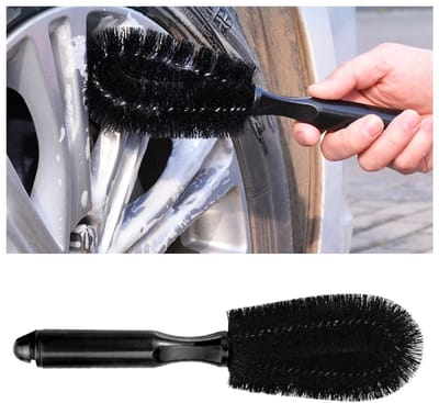 Dailygoods - Auto Velgenborstel - Velgenreiniger - Hoogwaardig Nylon - Zwart - Bandenwasborstel - Geschikt voor Auto's - 27 cm