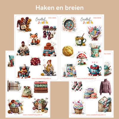 Bullet Journal Stickers - Planner Agenda Stickers - Haken en breien stickers - 4 stickervellen - handwerken - Scrapbook stickers - Deco stickers - wol stickers - volwassenen en kinderen