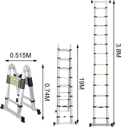 Telescoopladder 1.9m + 1.9m inklapbaar - Telescopische Ladder - Veilig en flexibel