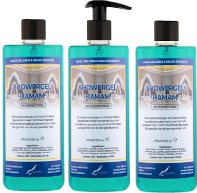 Douchegel Hamam 500 ml - set van 3 stuks - met gratis pomp - Showergel