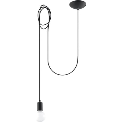 Sollux Lighting Hanglamp Edison - E27 - zwart - stof/staal - 150x300x150cm