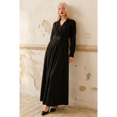 Geknoopte Maxi Jurk met Lange Mouwen
