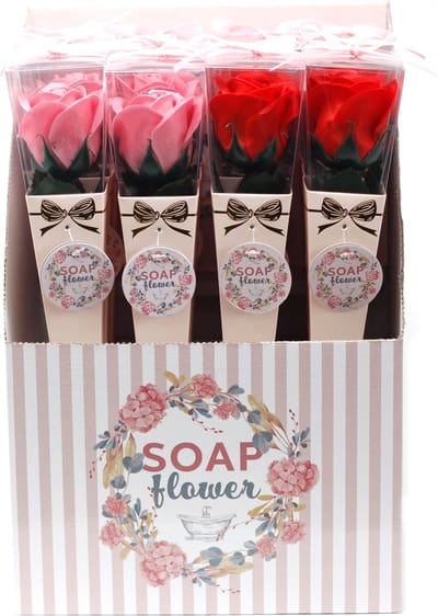Zeep Bloemen - Medium Roos - Rood & Roze - 12 Stuks - 30x5x5cm