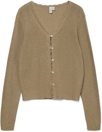 VERO MODA - VMLEXIE SHINE LS V-NECK CARDIGAN BTQ - Dames - Cardigans