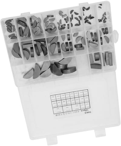 Dailygoods- Woodruff Sleutel Assortiment 135 Stuks - Vliegwiel Sleutel - Pulleynk Sleutel - Diverse Afmetingen - 2x7x2.6 tot 6x28x11 - Geschikt voor Meerdere Toepassingen - Sleutelset