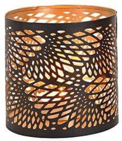 G. Wurm Waxinelichthouder - voor theelichtjes - zwart met goud - 13 cm - Kaarsenhouders/lantaarns - Sfeer lichtjes