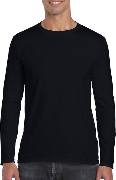 Gildan T-shirt - lange mouwen - zwart - katoen/polyester - dubbel gestikt M
