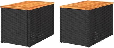 Tuinbijzettafels - Balkontafel Terrastafel - Buiten Ontspannen - Waterdicht Houten Tafelblad - 55 x 34 x 37 cm - Zwart