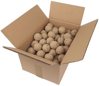 Famiflora maxi verpakking - doos met 100 mezenbollen zonder netje - 100 x 90g - Zonder netje: veiliger voor vogels en beter voor het milieu omdat geen plastic achterblijft