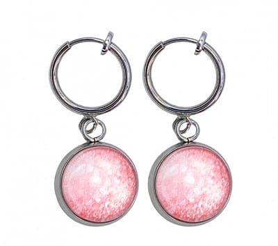 Klem oorbellen -roze -Cleo -zilverkleur-geen gaatje-Charme bijoux