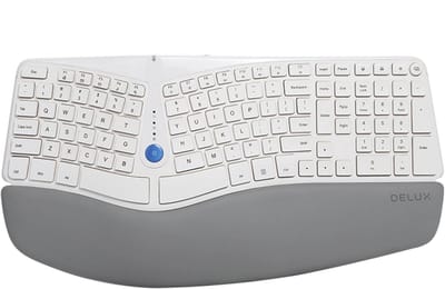 Delux gesplitst ergonomisch toetsenbord met polssteun - Afmetingen 45 x 23,4 x 4,8 cm (LxBxH)
