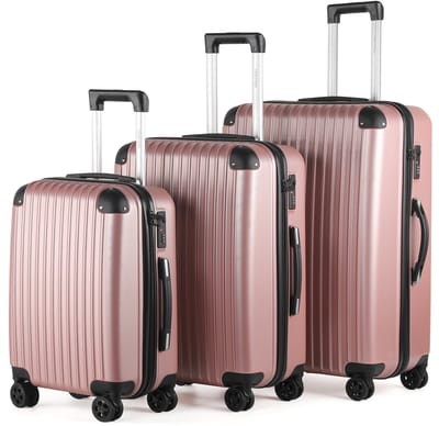 TAN.TOMI Kofferset - 3 Delig - 95L Handbagage + 65L +41L - Reiskoffer met 4 wielen - Ruimbagage - Cijferslot - Reiskoffer - Trolley Koffer met Wielen - Roségoud