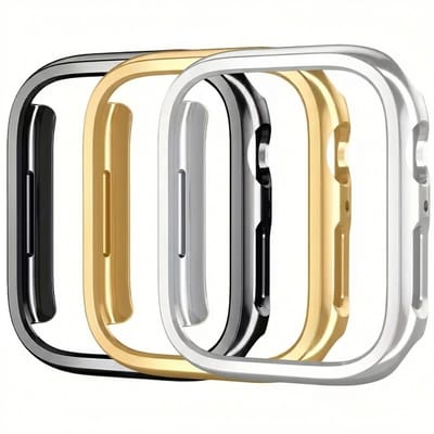 Zwart zilverkleurig en goudkleurig smartwatch beschermhoes set geschikt voor Apple Watch 40 mm serie SE / 4 / 5 / 6 driedelige harde PC case hol ontwerp decoratieve watch case